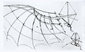 Diagrama de un ala mecánica, manuscrito B, 1488-89